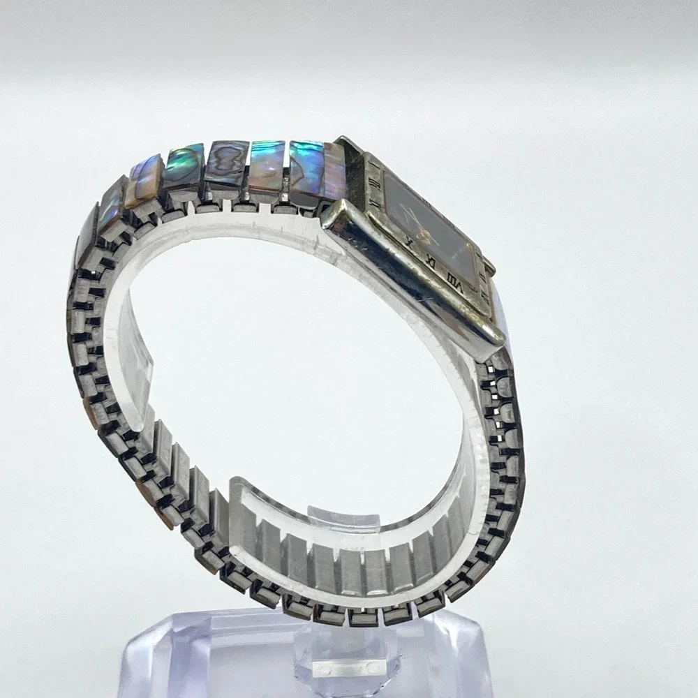 Vintage St. Marin Womens Watch 21mm Abalone Stretch Band Two Tone New Battery 6